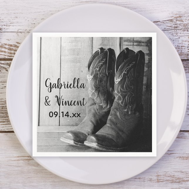 Rustic Cowboy Boots Country Western Wedding Paper Napkins (Creator Uploaded)