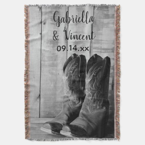 Rustic Cowboy Boots Country Western Wedding Throw Blanket