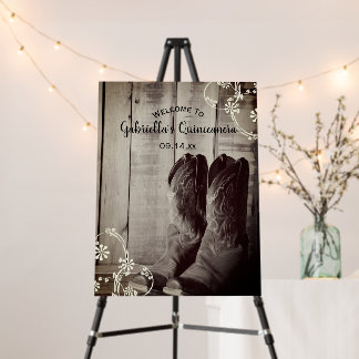 Rustic Cowboy Boots Floral Barn Quinceañera Party Foam Board