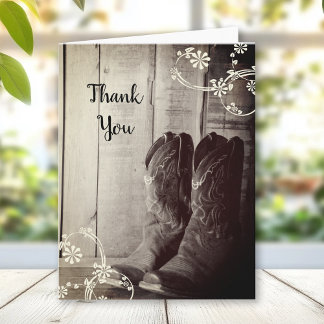 Rustic Cowboy Boots Floral Western Thank You