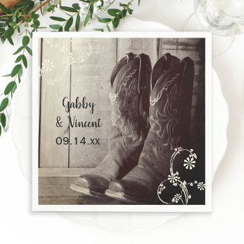 Rustic Cowboy Boots Floral Western Wedding  Napkins by loraseverson at Zazzle
