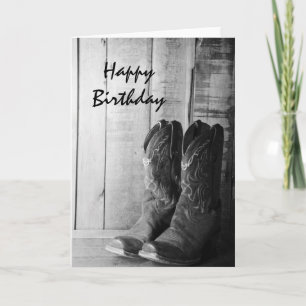 Rustic Cowboy Boots Happy Birthday Card