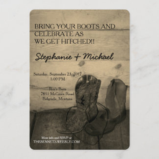 Rustic Cowboy Boots Wedding Invitation