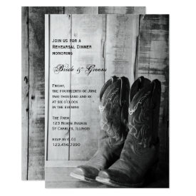 Rustic Cowboy Boots Wedding Rehearsal Dinner Card
