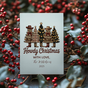 Rustic Cowboy Boots Western Christmas Holiday Card