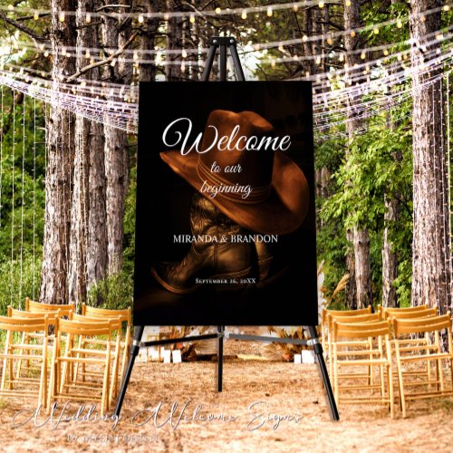 Rustic Cowboy Boots Western Country Wedding Sign