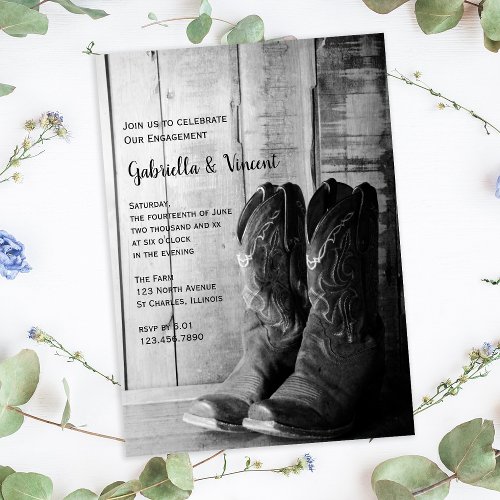 Rustic Boots Country Engagement Party Invitation