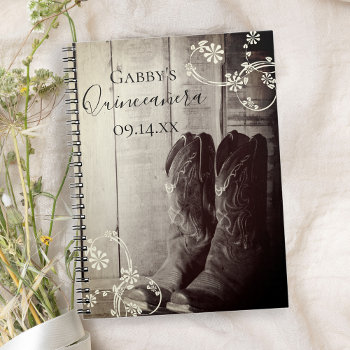 Rustic Cowboy Boots Western Quinceañera Guest Book by loraseverson at Zazzle