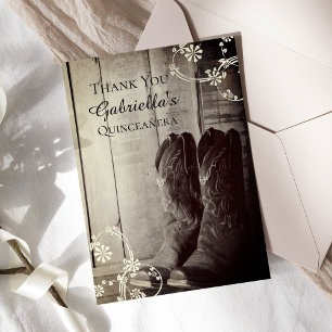 Rustic Cowboy Boots Western Quinceañera Thank You
