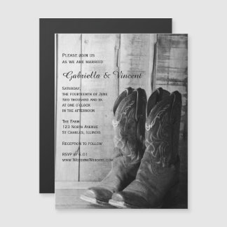 Rustic Cowboy Boots Western Wedding Magnetic Invitation
