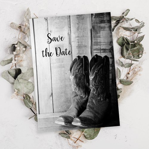 Rustic Cowboy Boots Western Wedding Save the Date Invitation