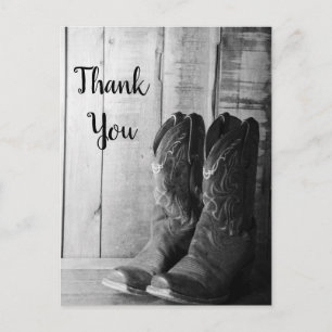 Rustic Cowboy Boots Western Wedding Thank You Postcard