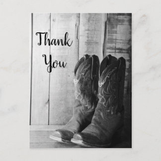 Rustic Cowboy Boots Western Wedding Thank You Postcard