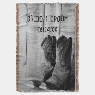 Rustic Cowboy Boots Western Wedding Throw Blanket
