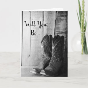 Rustic Cowboy Boots Will You Be My Bridesmaid Invitation
