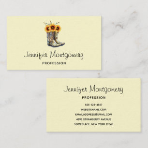 Rustic Cowboy Boots with Sunflowers Business Card
