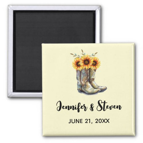 Rustic Cowboy Boots with Sunflowers Magnet