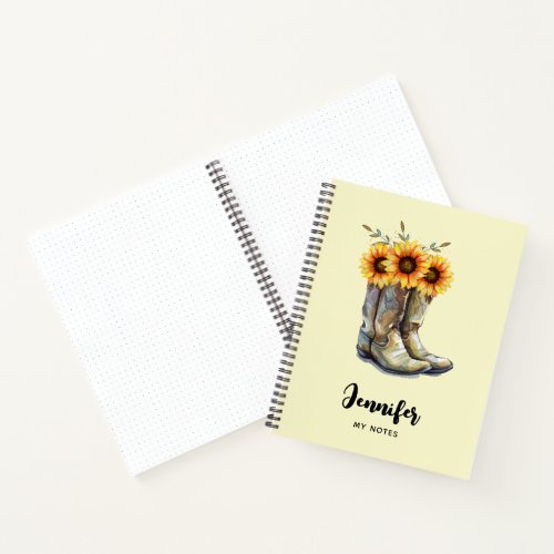 Rustic Cowboy Boots with Sunflowers Notebook