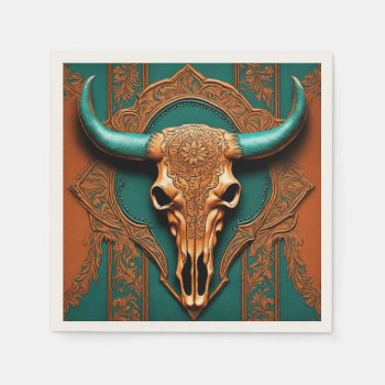 Rustic Cowboy Bull Skull Country Western Party  Napkins by WhenWestMeetEast at Zazzle