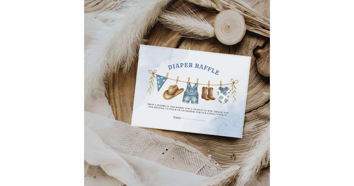 Clothes Line Raffle Rustic Cowboy Clothesline Diaper Raffle Enclosure Card | Zazzle