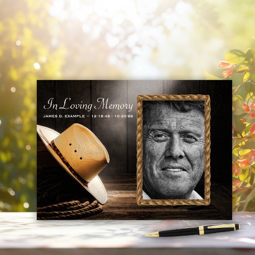 Rustic Cowboy Funeral Memorial Guest Book