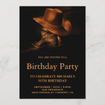 Rustic Cowboy Hat and Boots Birthday Party Invitation