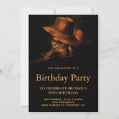 Rustic Cowboy Hat and Boots Birthday Party Invitation (Front)