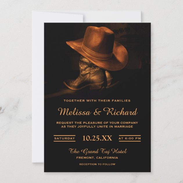 50 Cowboy Western Country Boots Hats Personalized Custom Wedding Invitations 117 