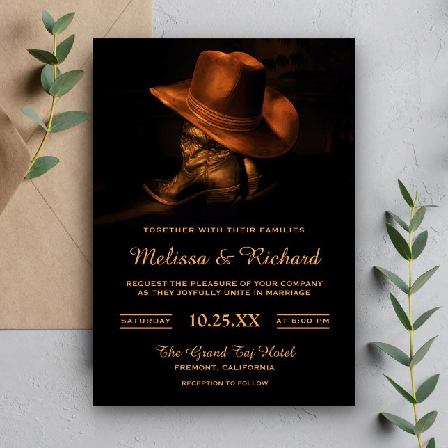 Rustic Cowboy Hat and Boots Wedding Invitation (Creator Uploaded)