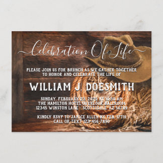 Rustic Cowboy Hat Memorial Service Announcement