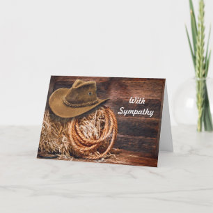 Rustic Cowboy Hat Rope Hay Photo Sympathy Card