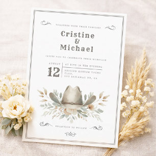 Rustic Cowboy hat wedding Invitation