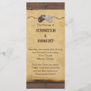 Rustic Cowboy Hats Barbed Wire Wedding Program