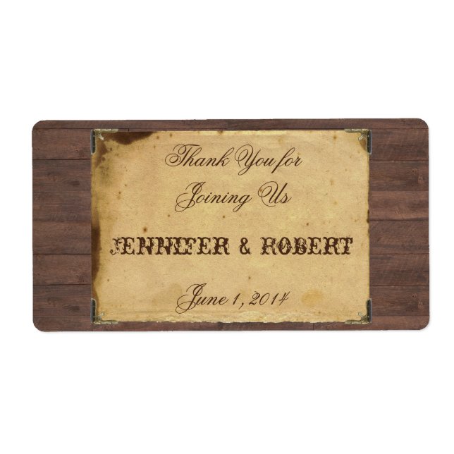 Rustic Cowboy Hats Wedding Water Bottle Label (Front)