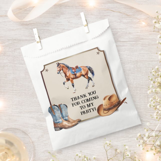 Rustic Cowboy Horseback Riding Birthday Party Favor Bag (Clipped)