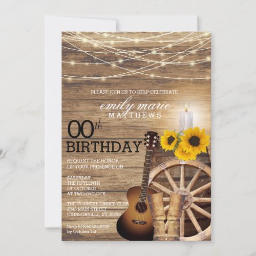 Rustic Cowboy Party _ 00th Birthday Invitation