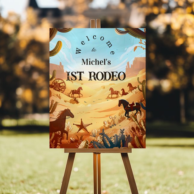 Rustic Cowboy Rodeo 1st Birthday Celebration Foam Board (Creator Uploaded)