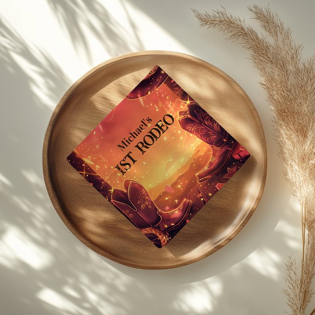 Rustic Cowboy Rodeo 1st Birthday Napkins (Creator Uploaded)