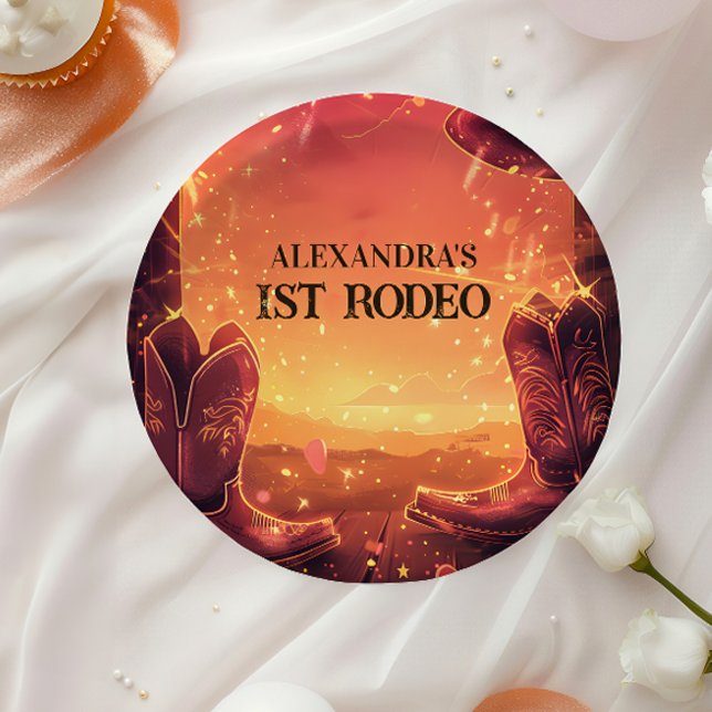 Rustic Cowboy Rodeo 1st Birthday Paper Plates (Creator Uploaded)