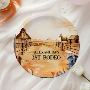 Rustic Cowboy Rodeo 1st Birthday Style Paper Plates