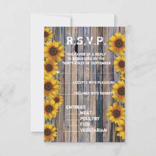 Rustic cowboy sunflower country floral RSVP RSVP Card