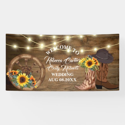 Rustic Cowboy Sunflower Western Wedding Welcome Banner