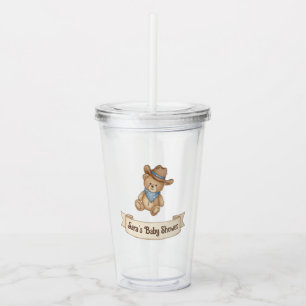 Rustic Cowboy Watercolor Boy Baby Shower Acrylic Tumbler