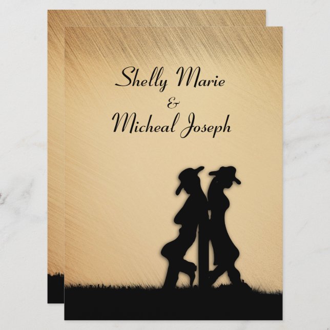 Rustic Cowboy Wedding Invitation (Front/Back)