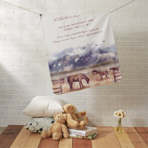 Rustic Cowboy Western Birth Stats Baby Blanket
