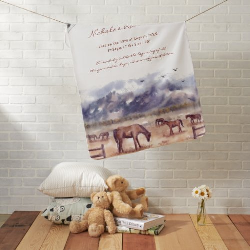 Rustic Cowboy Western Birth Stats Baby Blanket