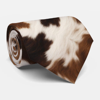 Rustic Cowboy Western Country Beige Brown Cowhide Neck Tie