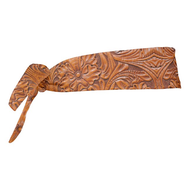 Rustic Cowboy Western Country Tooled Leather Print Tie Headband (Rotate 270)