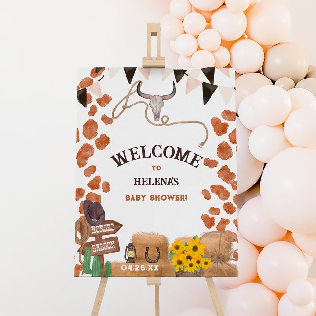 Rustic cowboy western cow baby shower welcome foam board (Creator Uploaded)