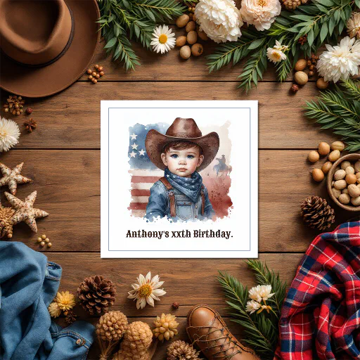Rustic Cowboy Western Rodeo Birthday Party Napkins